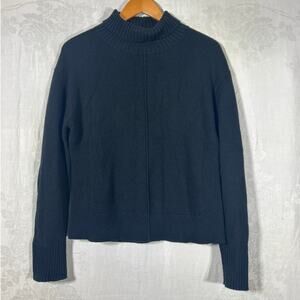 Nordstrom Turtleneck Sweater Small Black Ribbed Organic Cotton Merino Wool